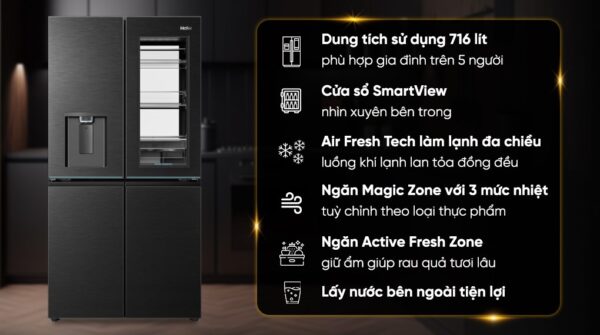Tủ lạnh Haier Inverter 716 lít Multi Door HM829ASWMBVNU1