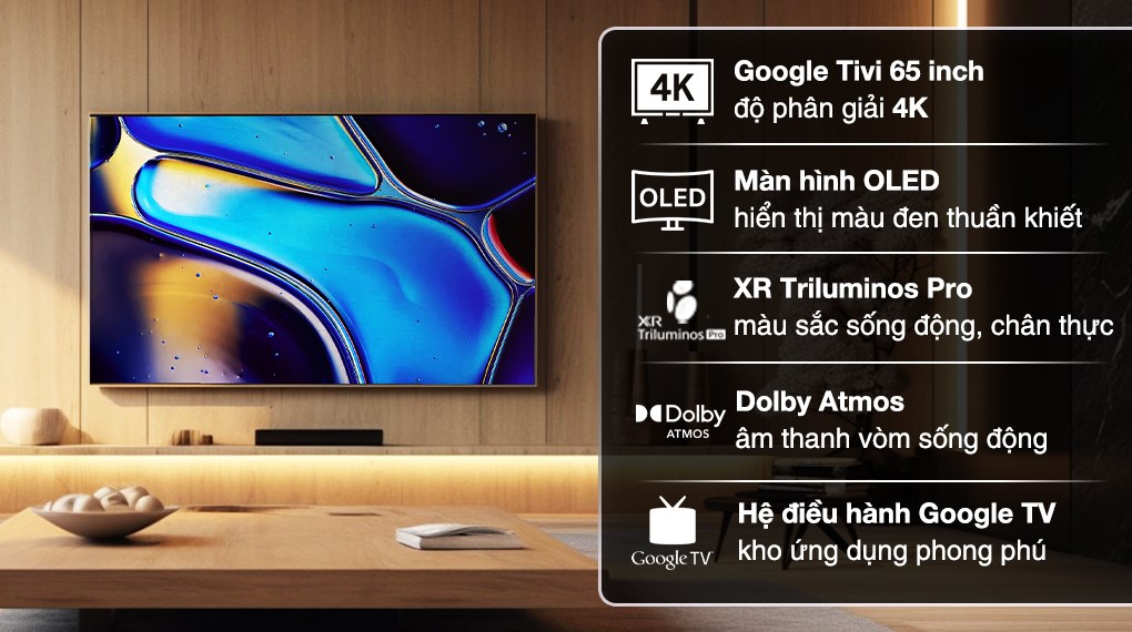 Google Tivi OLED Sony AI 4K 65 inch K-65XR80 Google Tivi OLED Sony AI 4K 65 inch K-65XR80